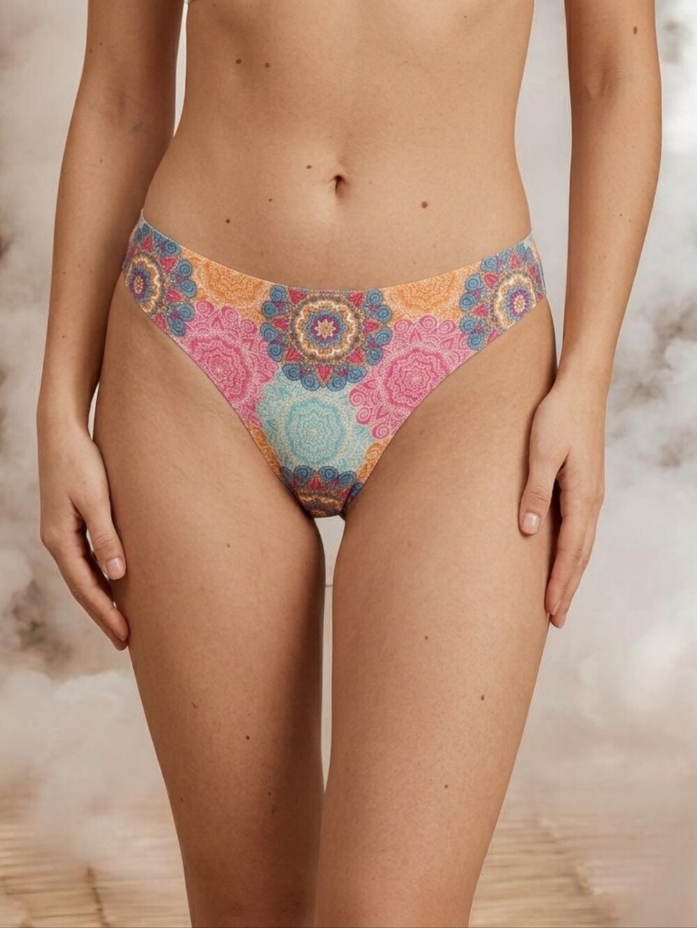 Colorful Mandala Print Bikini Bottoms